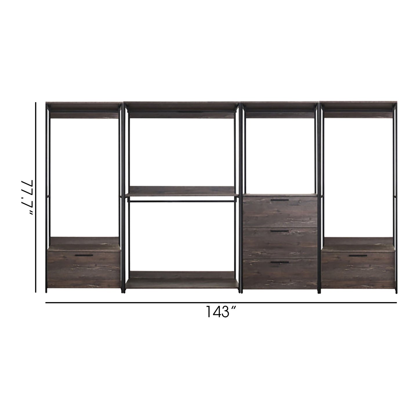 Monica - Wood Walk In Closet System With Modular Design Melamine - Rustic