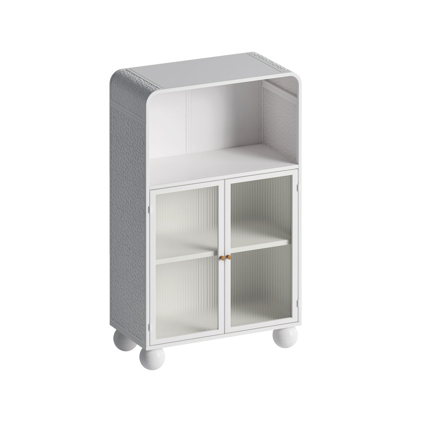 Storage Cabinet With Shelves And Glass Door, Freestanding Organizer For Bathroom - White