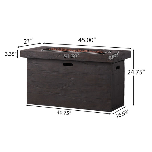 Custer - Rectangular Fire Pit 50, 000 Btu Magnesium Oxide - Brown