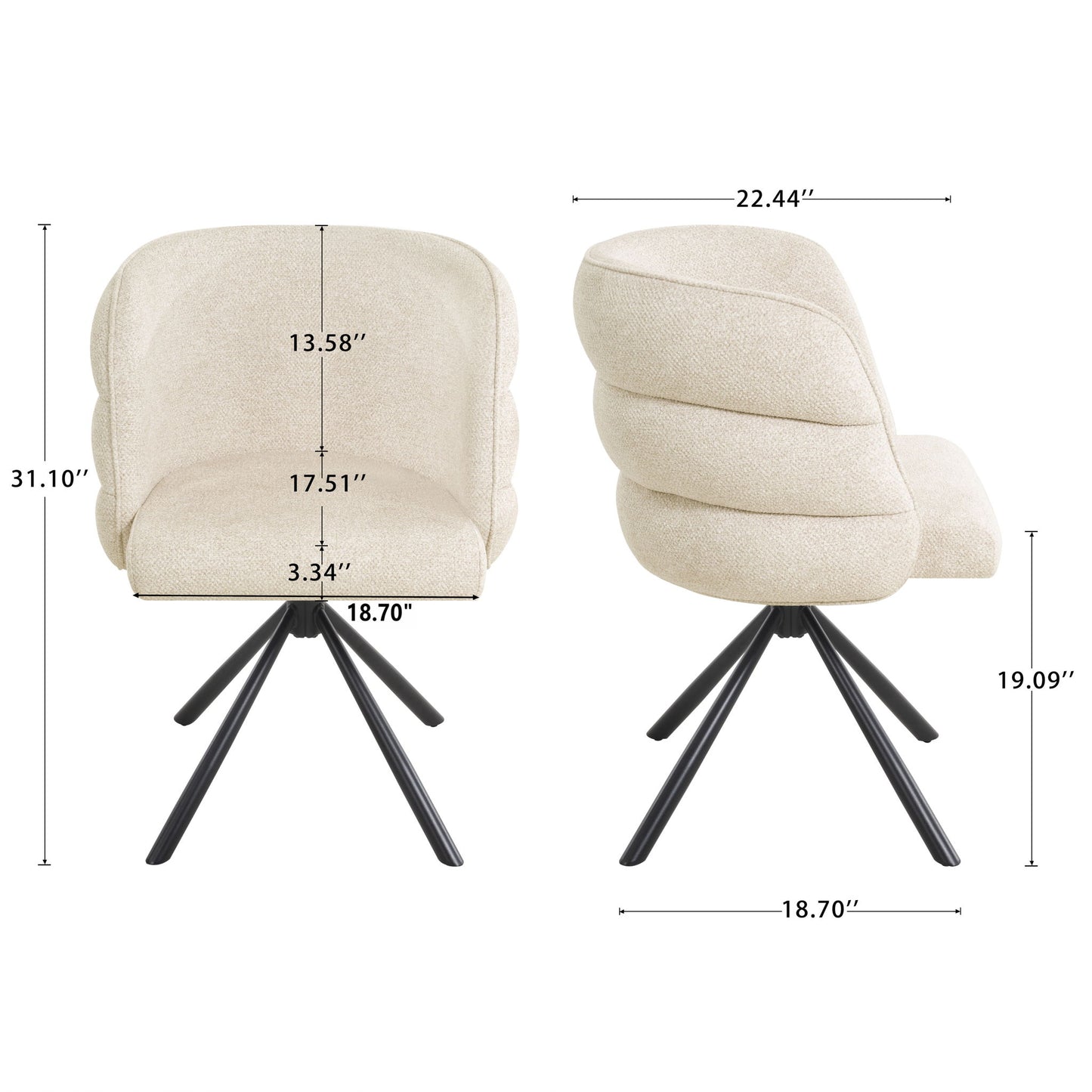270 Degree Swivel Upholstered Desk Chairs (Set of 2)