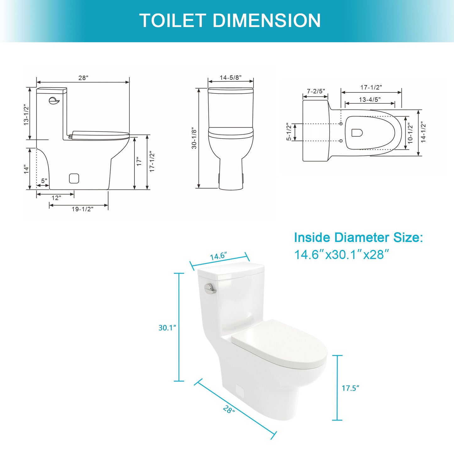 Toilet With Soft Close Seat - White