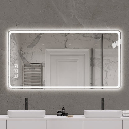 Bathroom Mirror Vanity Mirrors With Front Lights, Wall Mounted, Anti-Fog, Frameless, Horizontal Or Vertical