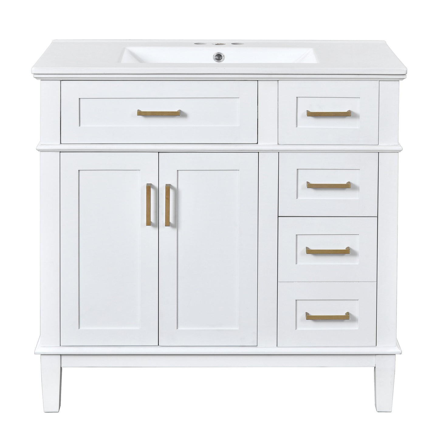 Modern Bathroom Vanity With Ceramic Sink, Soft Close Storage Cabinet