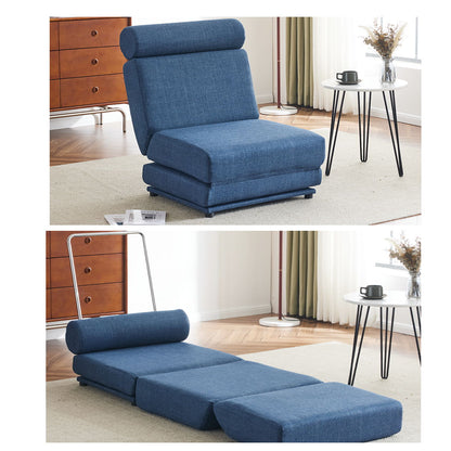 Foldable Single Chair Sofa Bed With Pillow, Easy To Store, Breathable And Wearable Linen