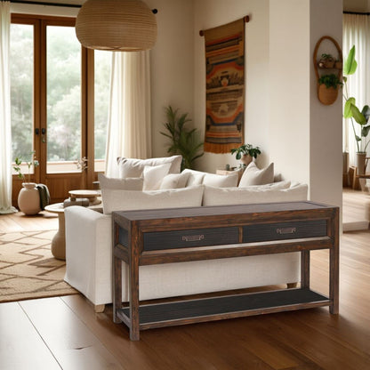 Branson - 2 Drawer Sofa Table, Two Tone - Brown