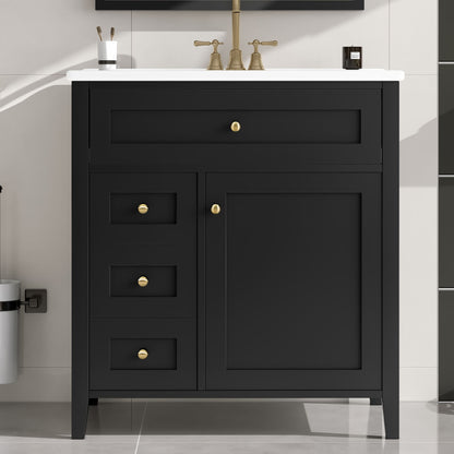 Bathroom Vanity With Sink, 3 Drawers And Adjustable Shelf, Freestanding Storage Unit