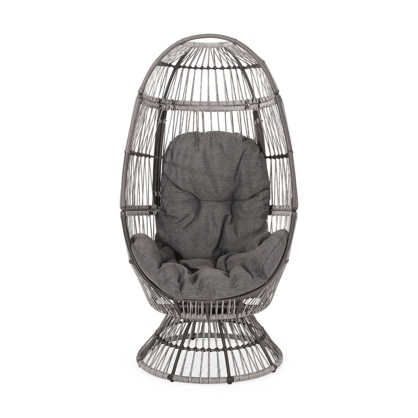 Patio Swivel Basket Egg Chair With Cushion