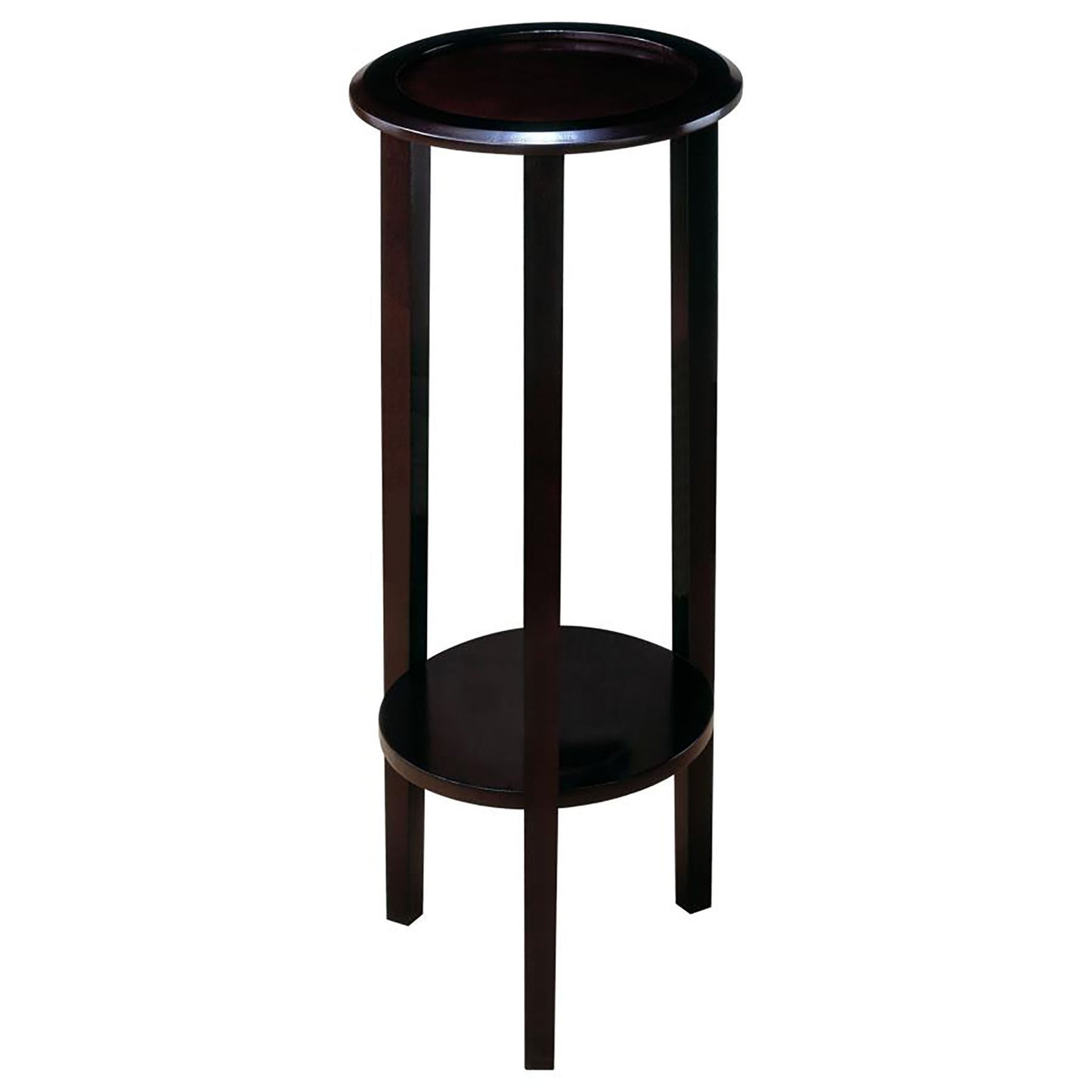 Round Accent Table With Open Shelf - Espresso