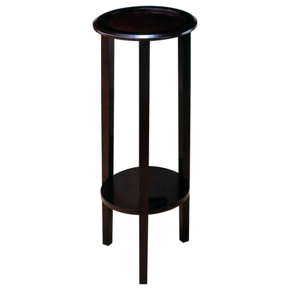 Round Accent Table With Open Shelf - Espresso