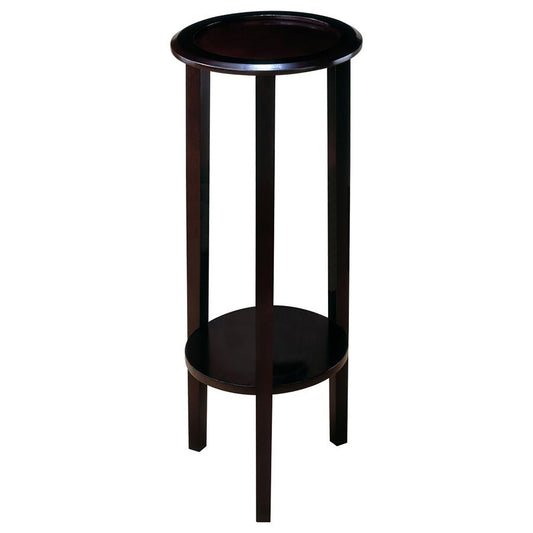 Round Accent Table With Open Shelf - Espresso