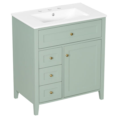 Modern Bathroom Vanity With Sink, 3 Drawers And Adjustable Shelf