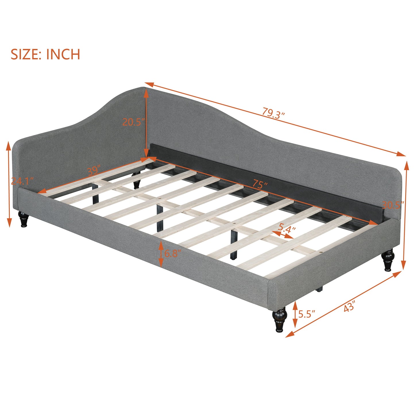 Modern L Shaped Linen Daybed With Legs