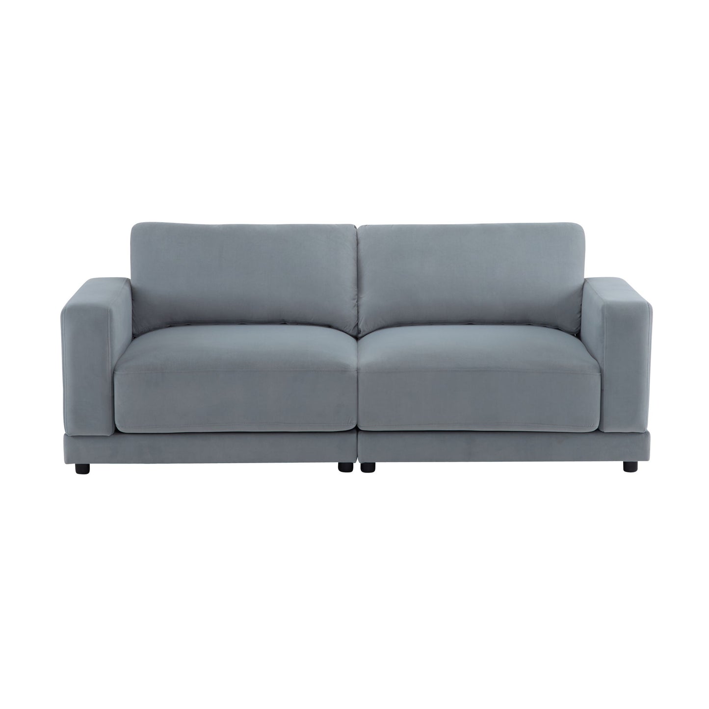 Modern Square Arm Sofa With Soft Fabric Upholstery, Deep Cushions