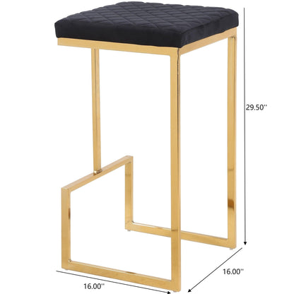 Joel - Mid-Century Modern Luxury Upholstered Stool - Black / Gold