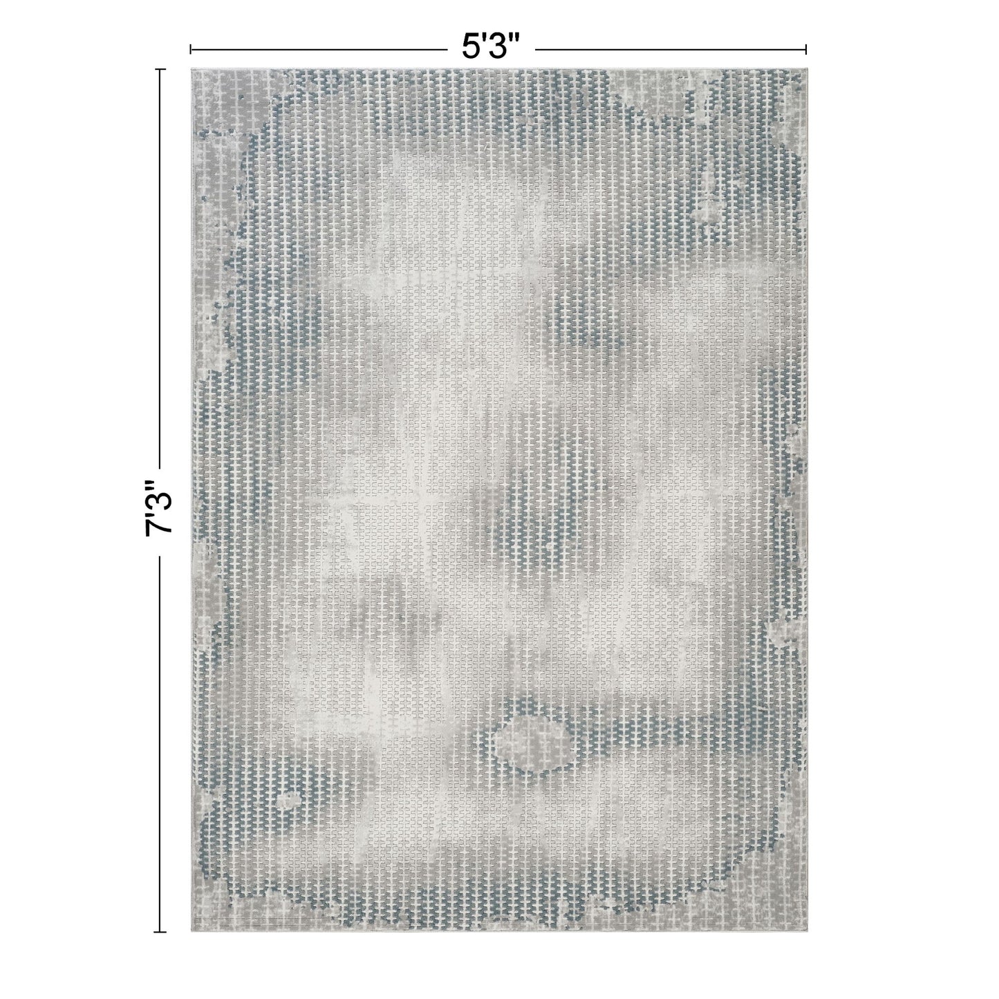 Geometrix - 5'3" X 7'3" Area Rug, Geometric 3D Effect - Ivory / Gray