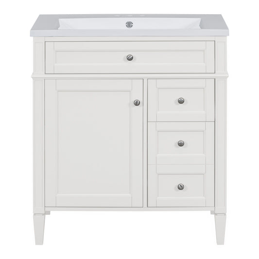 Bathroom Vanity With Top Sink, Storage Cabinet, 2 Drawers, Tip Out Drawer