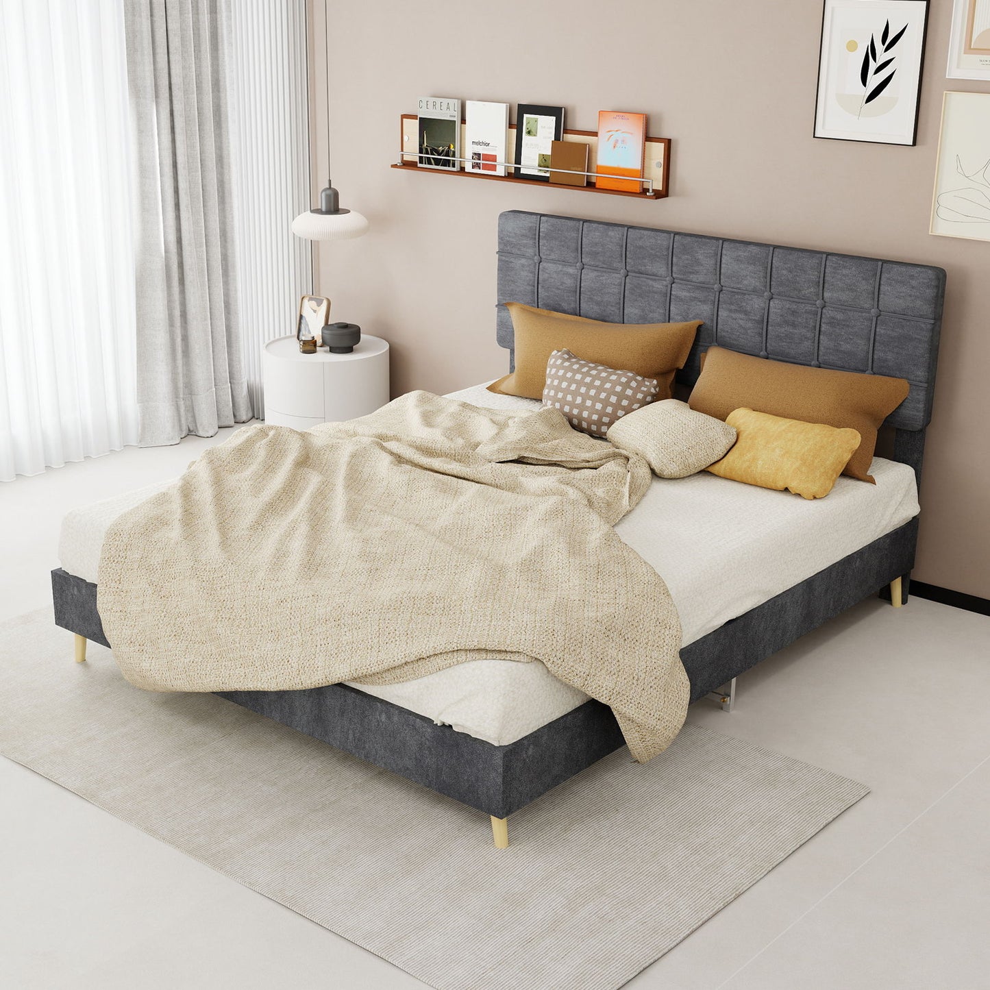 Yungan Lingge Minimalist Soft Pack Headboard Bed