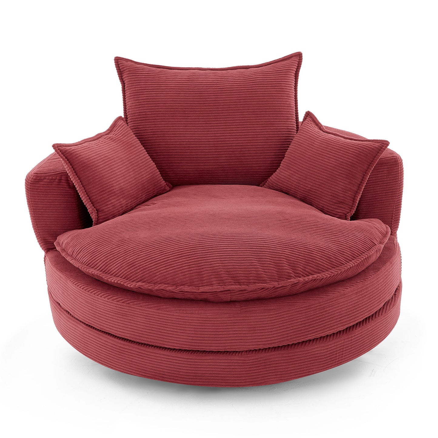 360° Swivel Accent Barrel Chair With Dual Layer Cushion And 3 Removable Pillows