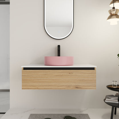 Wall Mounted Bathroom Vanity With Art Sink & 1 Soft Close Drawer