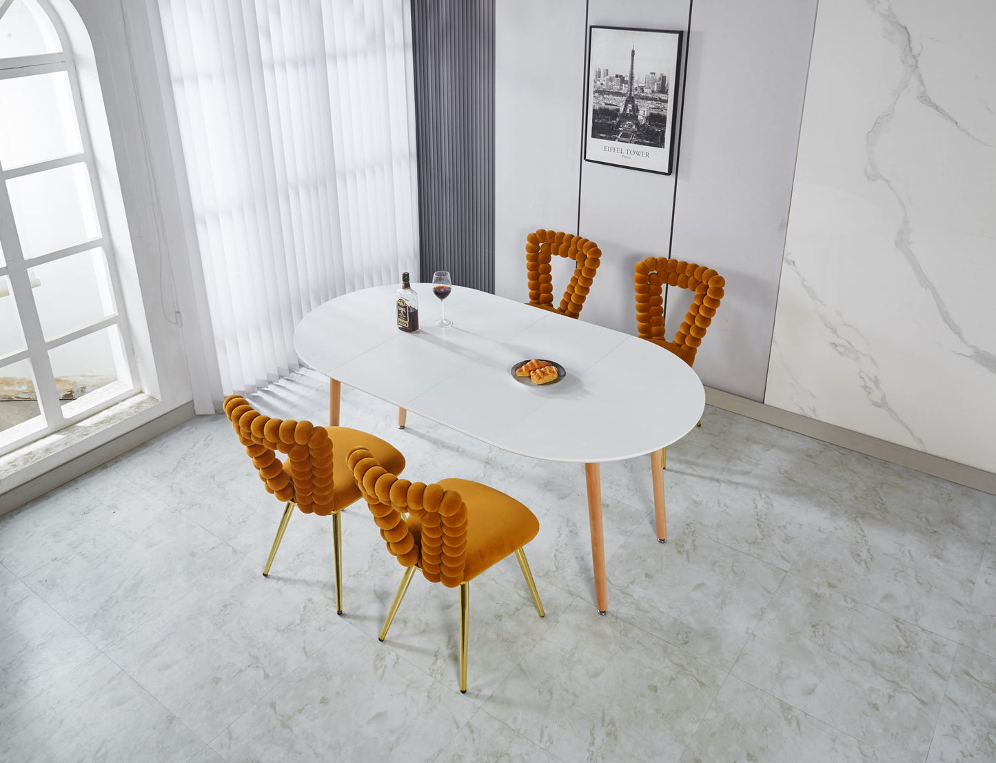 Extensible Table, Dining Table, Office Table, Coffee Table, Wood Leg - Matte White