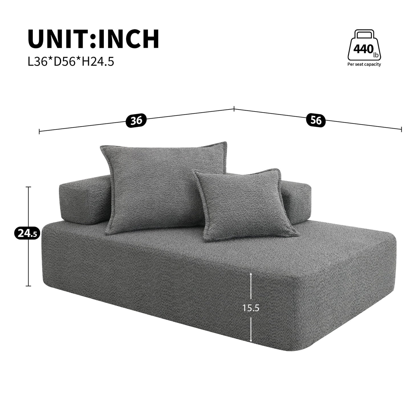 Frame For Oversized Modular U Shaped Sectional, Floor Couch Convertible Compressed Couch Spacious Foam Filled Sofa