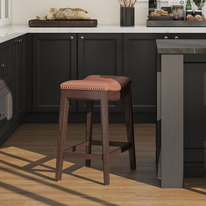 Barlow - Backless Saddle Counter Stool - Brown