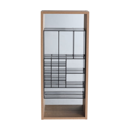12" Wall Mounted Mirror Cabinet With Storage - Imitative Oak
