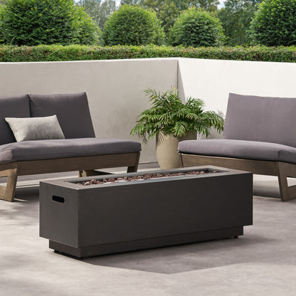 Modern Rectangular Iron Fire Pit 50,000 Btu