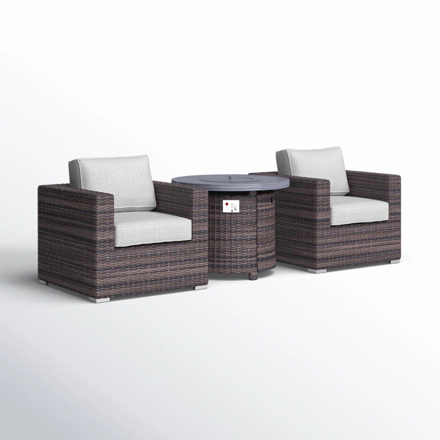 Rattan Patio Set With Comfortable Cushions And Fire Pit