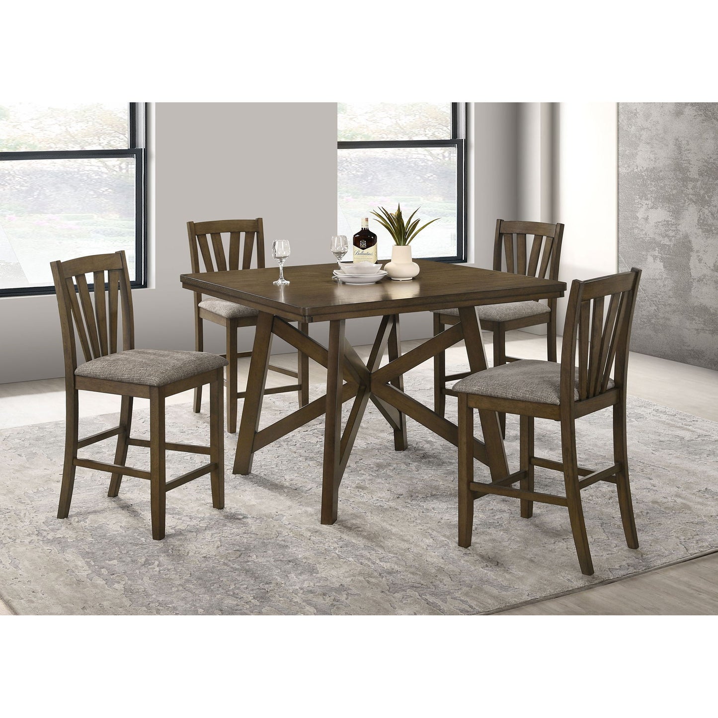 Maxine - 5 Piece Counter Height Dining Set - Brown