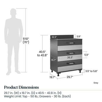 Boss - 3 Drawer Storage Cabinet - Gray