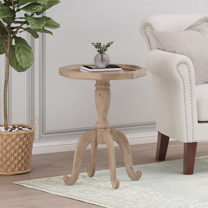 French Country Accent Table With Spider Leg Design - Natural / White
