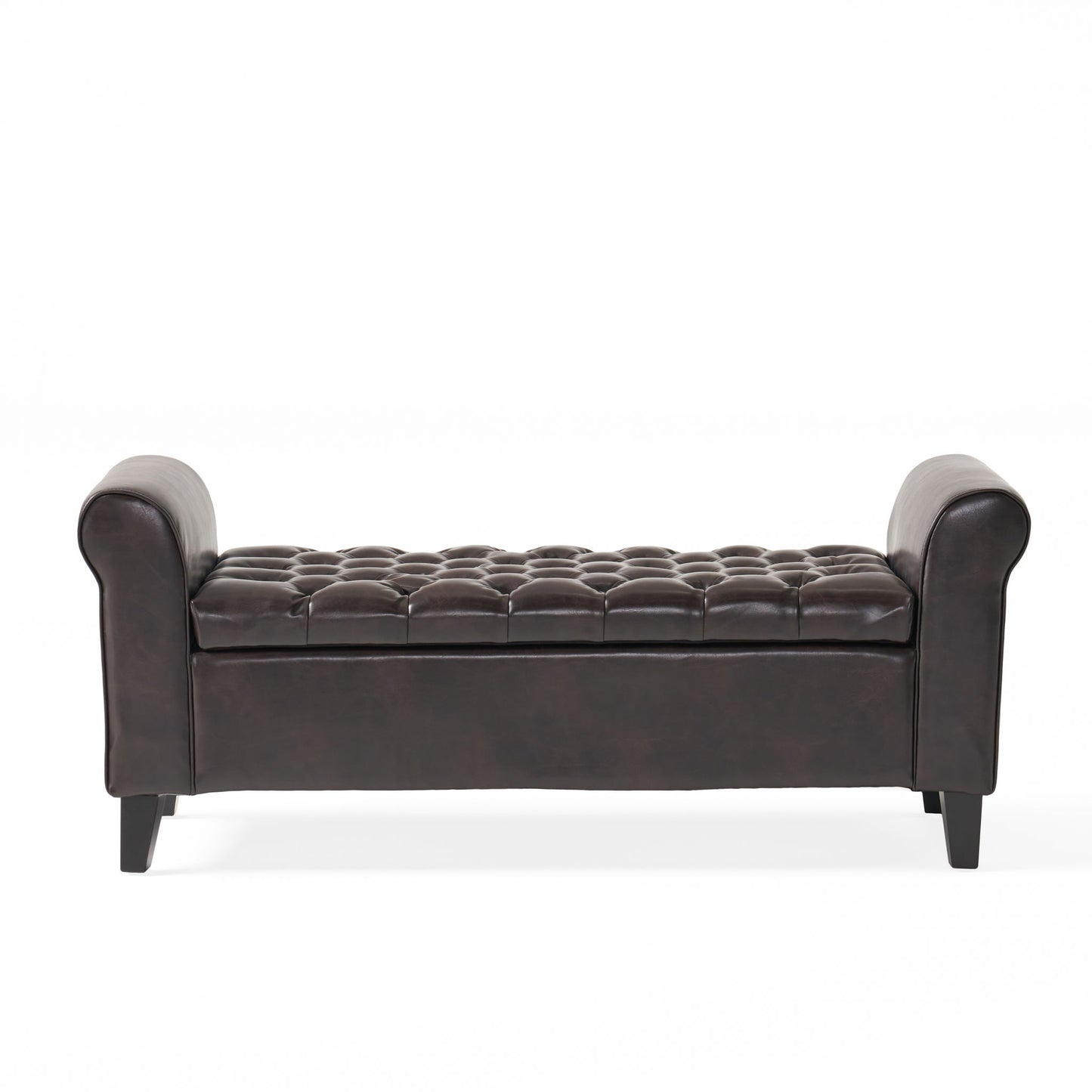 Hayes - Contemporary Armed Storage Bench With Button Tufting And Rolled Arms