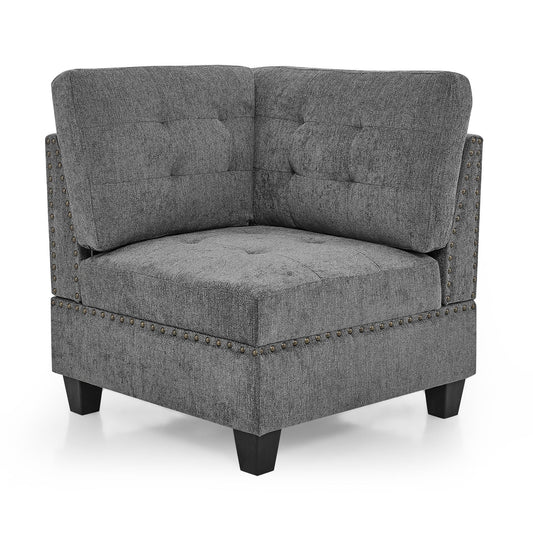 Modular Corner Sofa With Chenille Upholstery - Gray