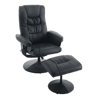 Recliner Chair With Ottoman, 360° Swivel Massage Lounge Chair With 5-Point Vibration & Heated Seat