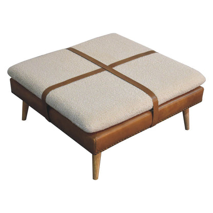 Buffalo - Large Square Hide Leather Footstool - Brown