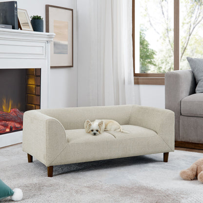 Modern Rectangular Pet Sofa With Backrest And Armrests For Small And Medium Dogs, Soft Cushion