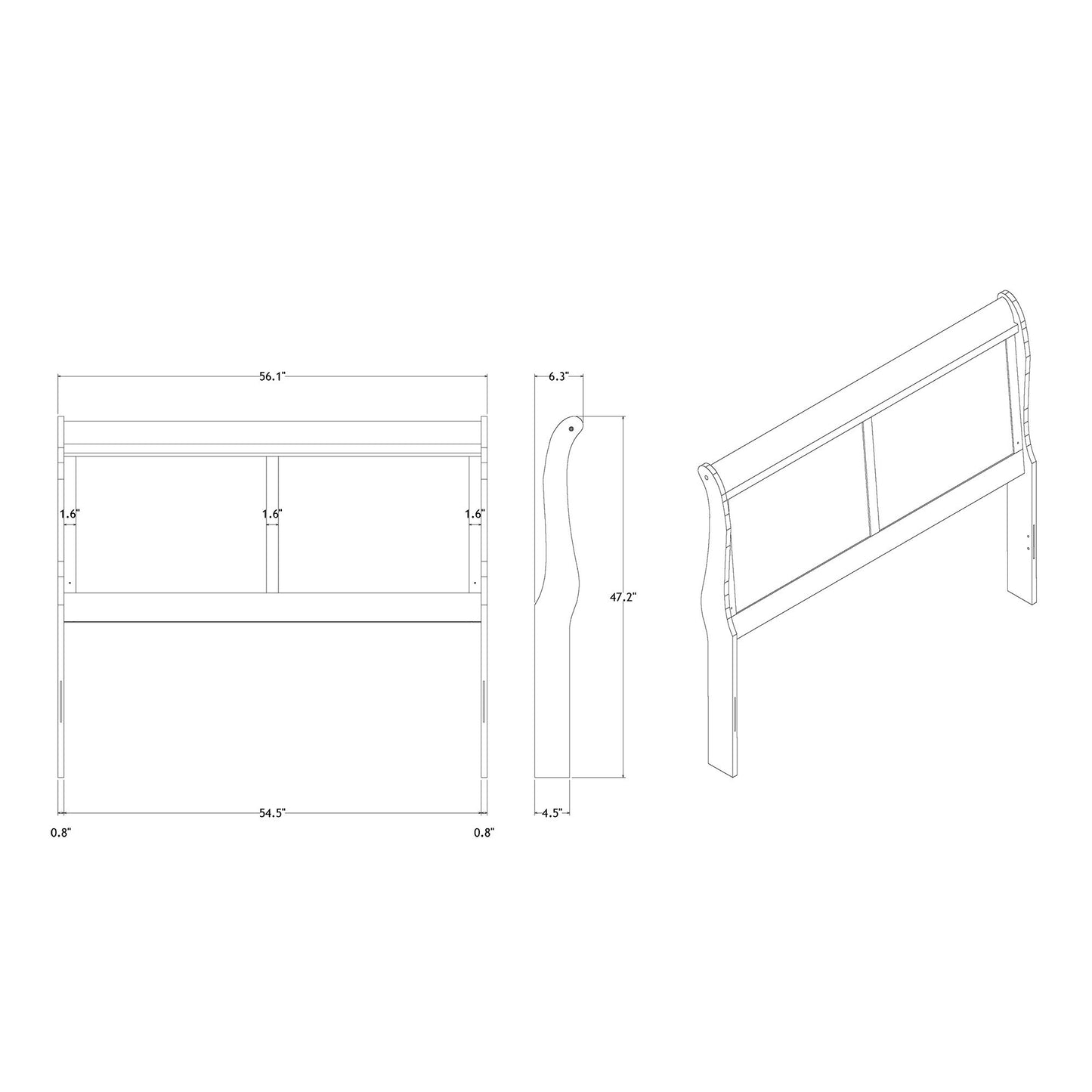 Charlston - Modern Sleigh Design Bed With LED