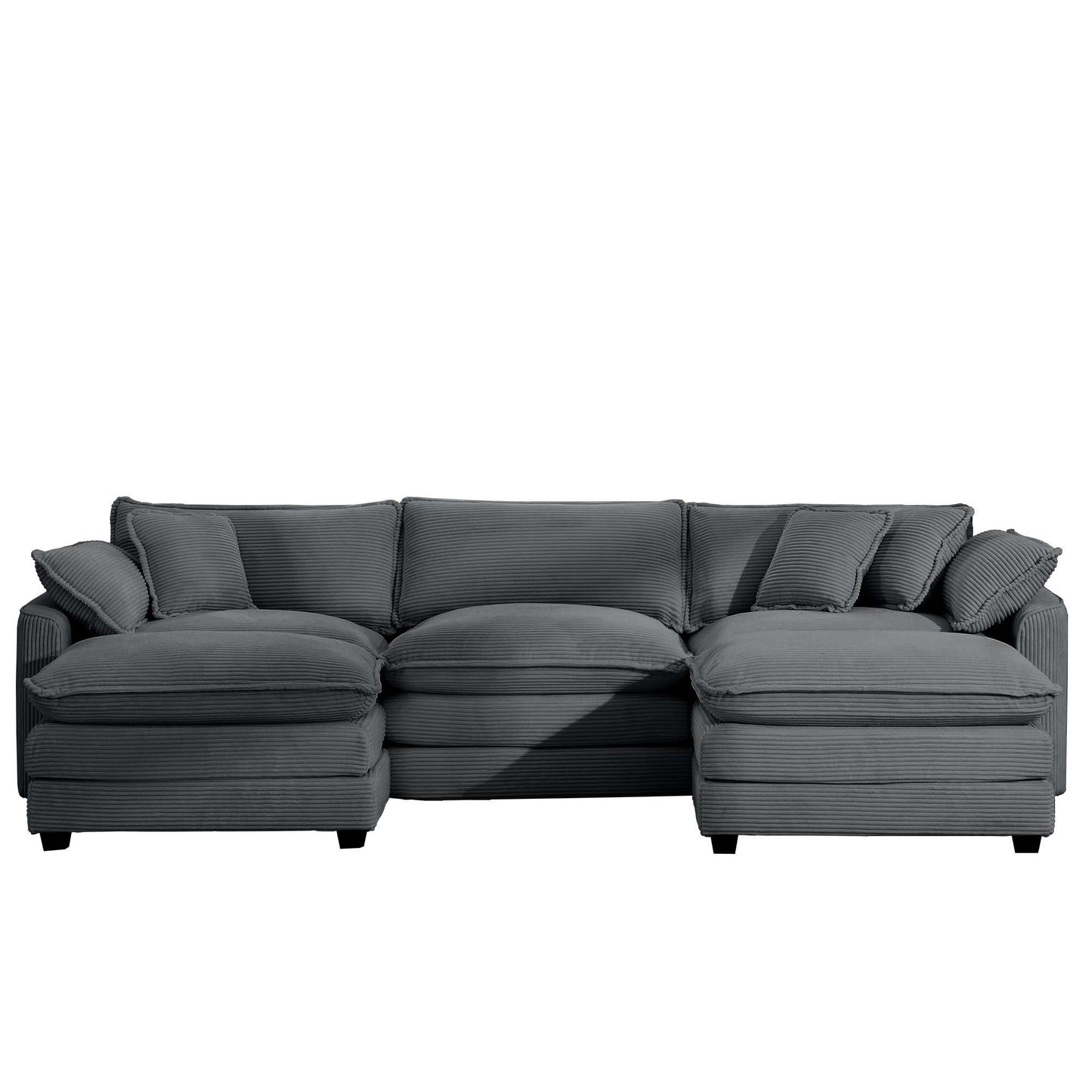 Modern Oversized Modular Cushion Sofa With Ottoman, Low Back, Deep Seating Sofa Set
