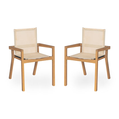 Belfast - Dining Chair With Acacia Wood Frame And Mesh Seating (Set of 2)