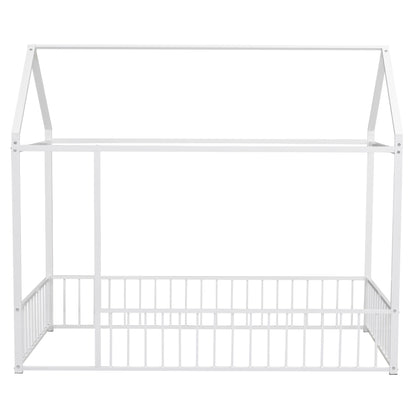Metal Bed House Bed Frame With Fence