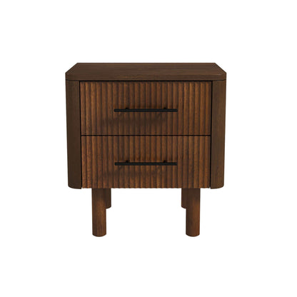 Logan - Mid-Century Modern Nightsd Bed Side Tables With 2 Drawers - Brown