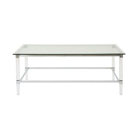 Ultra Modern Rectangle Coffee Table With Tempered Glass Surface - Clear