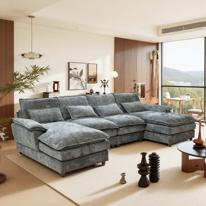 Modular Sectional Sofa Cloud Couch With Double Chaise Lounge