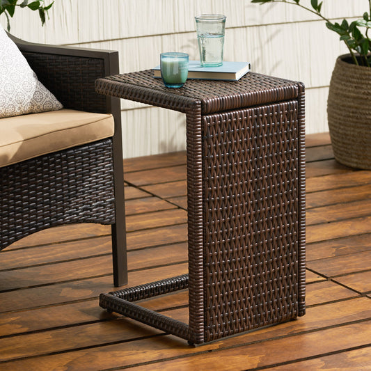 Bucharest - End Table C Shaped Side Table Rattan - Brown