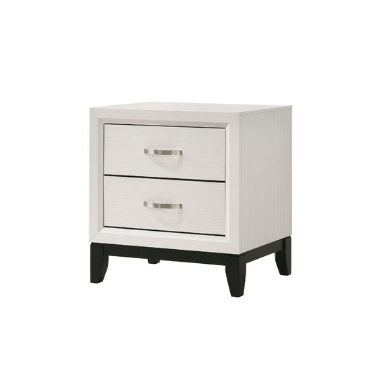 2 Drawer Nightstand With Handles Furniture For Bedroom - White