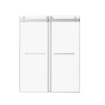 Frameless Double Sliding Soft-Close Shower Door, 3 / 8" (10Mm) Thick SGCC Tempered Glass Door, Matte