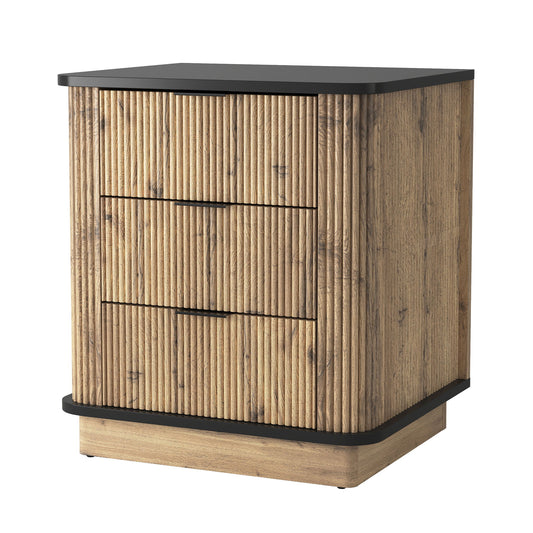 Multi Functional 3 Drawer Nightstand, Perfect For Storing Items Of Different Heights, A Perfect Combination Of Nature And Fashion - Black