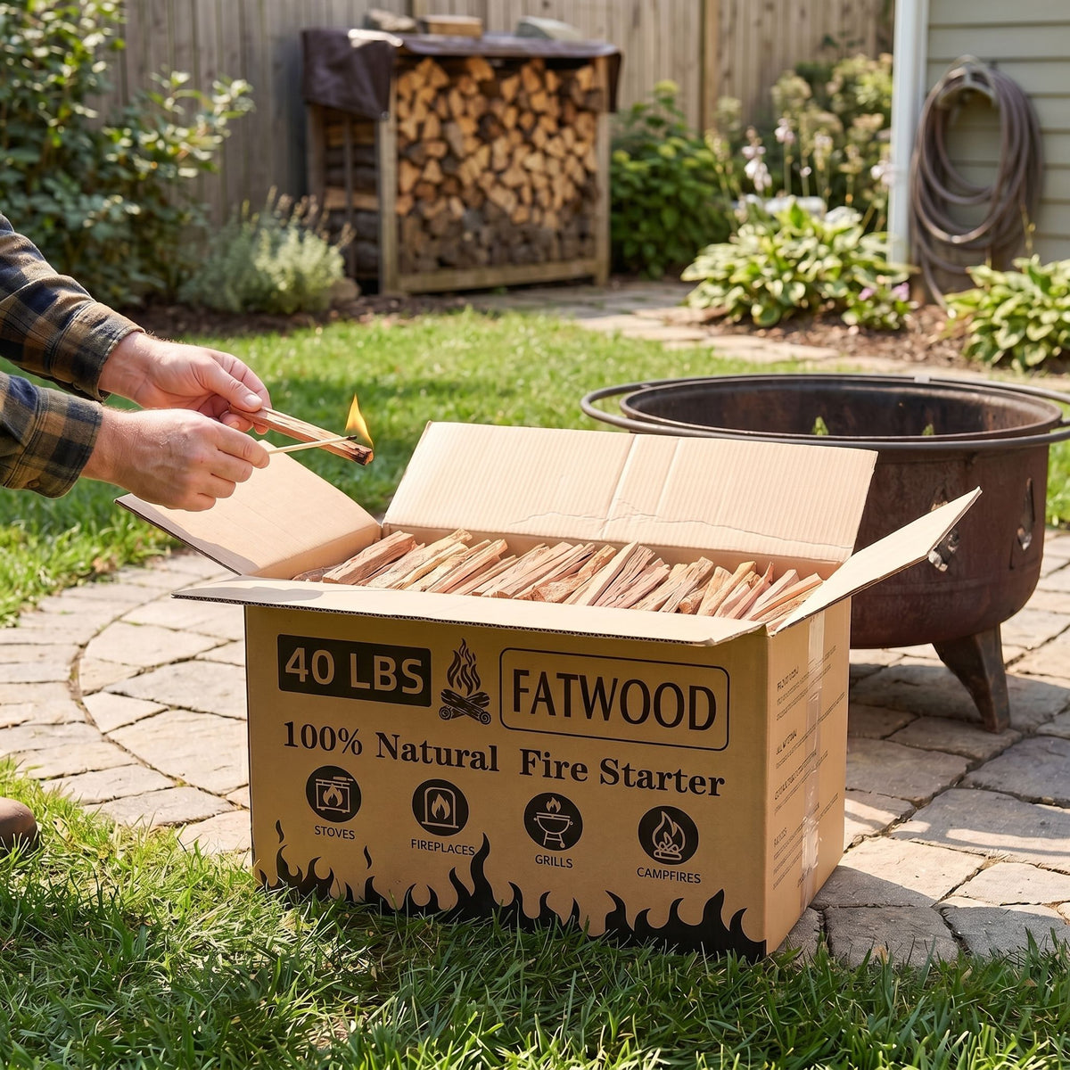 Fatwood Fire Starter Sticks, Oil Rich Kindling For Fireplace