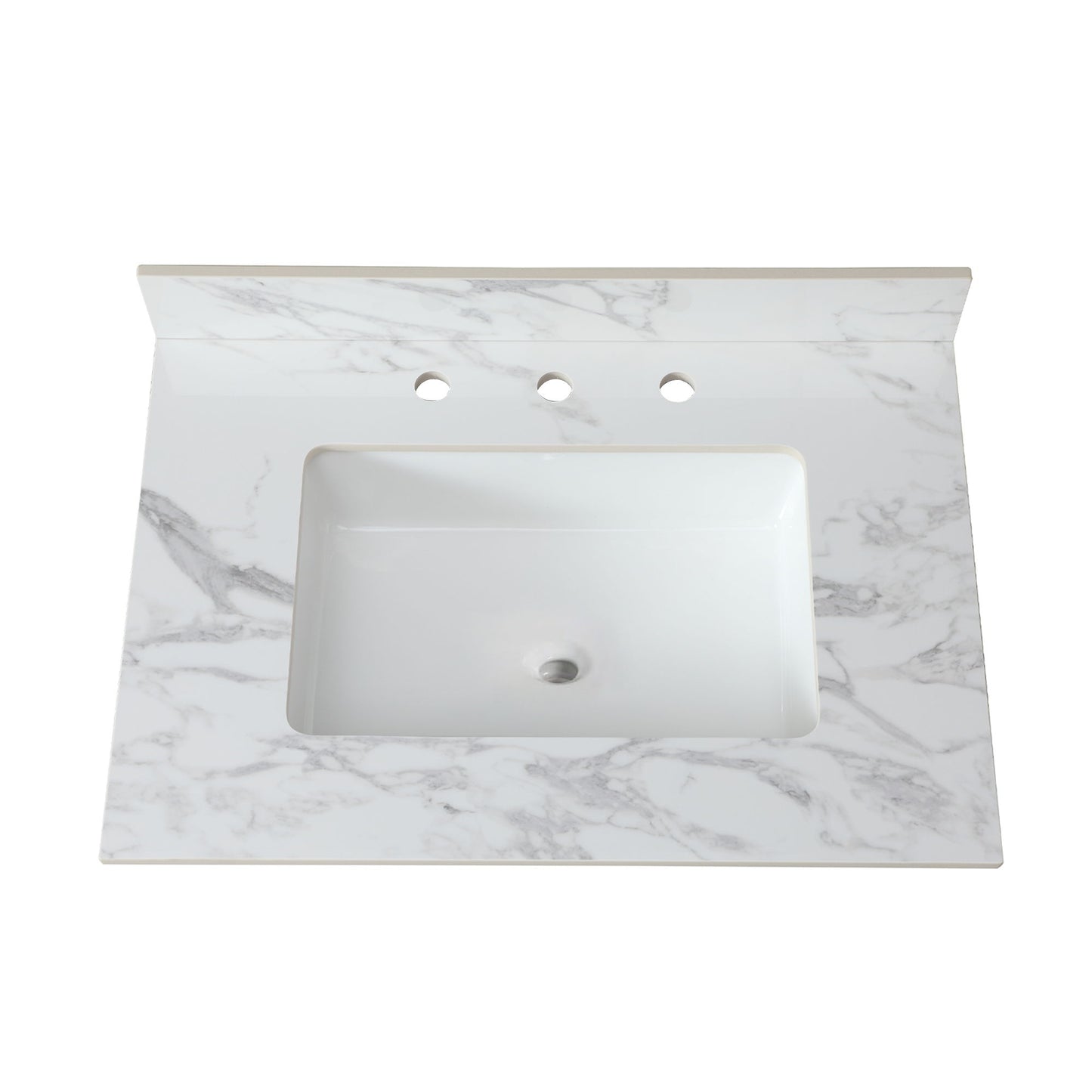Elegant Sintered Stone Bathroom Vanity Top With Rectangular Undermount Ceramic Sink